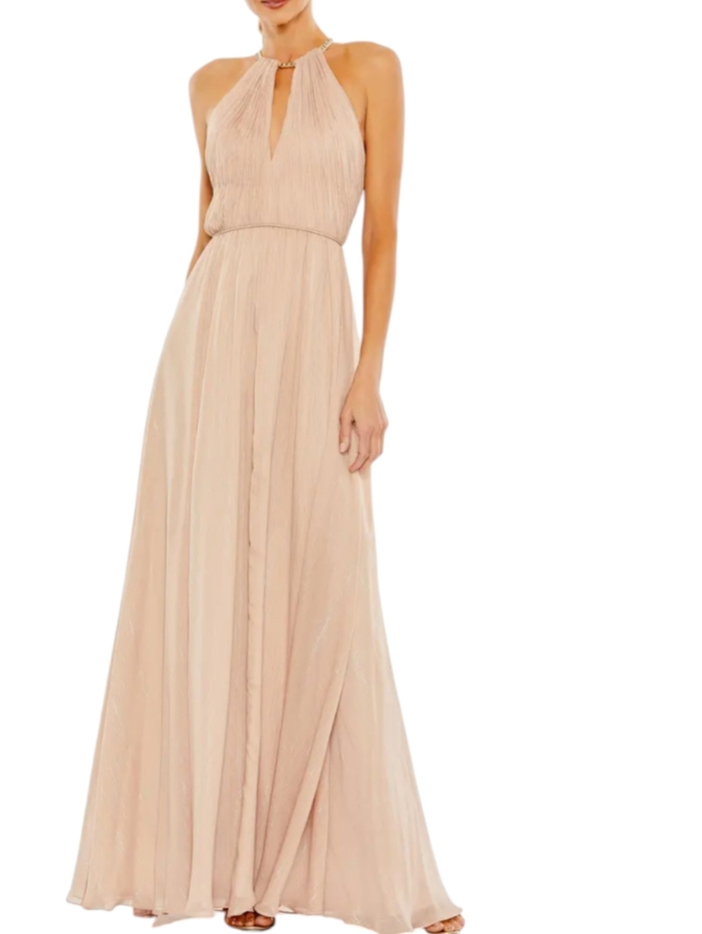 Mac Duggal Chain Trim Keyhole Halter Neck A Line Gown... Size 8